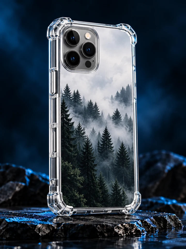 Forest print Hybrid case with clear reinforced corners.