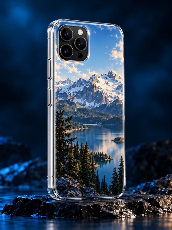 Mountain photo TPU case with slim clear unprinted sides.