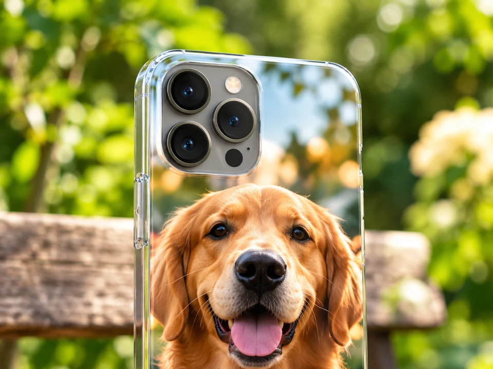 Home 14 Golden retriever photo phone case for pet lovers.